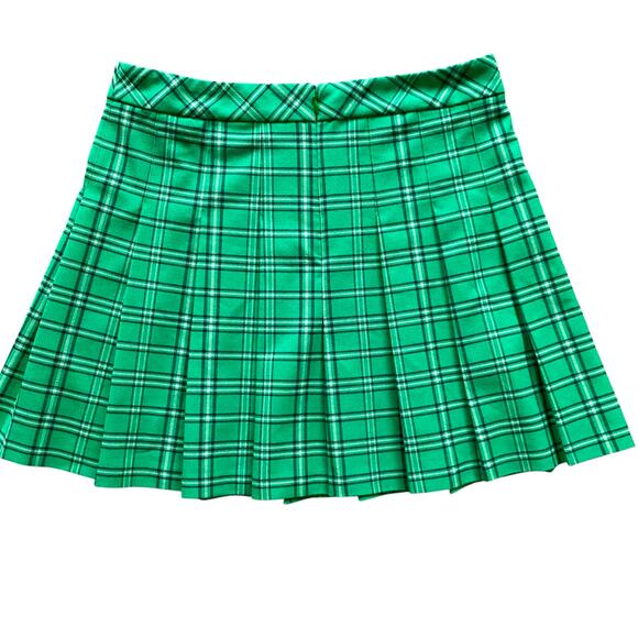 Sunday Best Kelly Green Pleated Plaid Mini Skirt Sz 12 School Girl Old Money - Picture 4 of 9